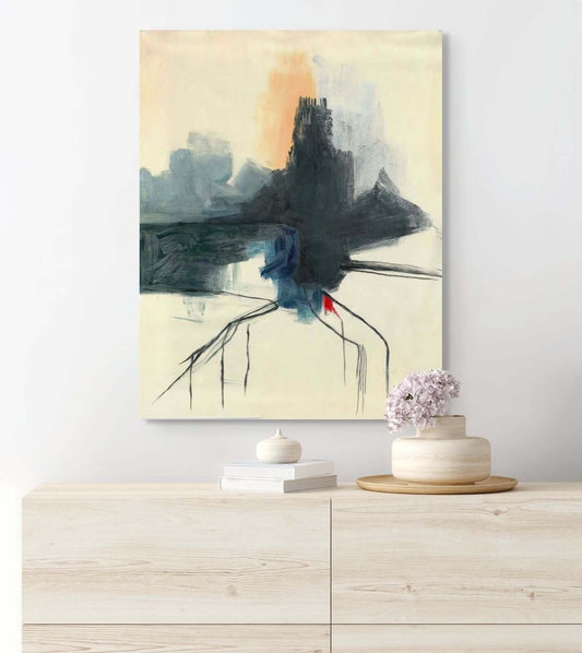 Original oil painting "Fault Line" by PAINT POET featuring bold color blocks on canvas, 24x36 or 36x48 inches.