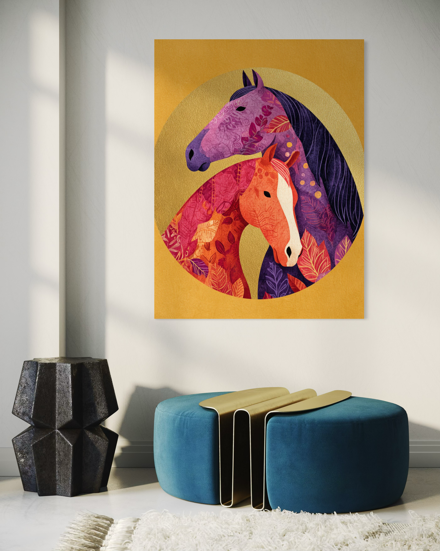 Abstract Oil Painting Golden Embrace Original Oil Painting